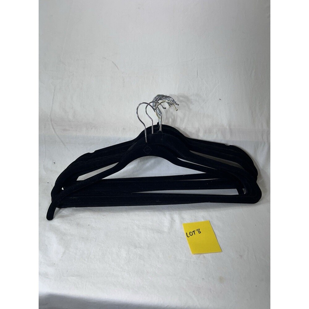 12 Black Velvet Flocked Non Slip Clothes Hangers Standard Size Slim Closet LOT#8
